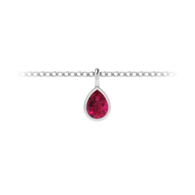 1 Ct Pear Shape Ruby Birthstone Bezel Charm Necklace