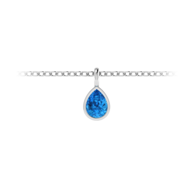 1 Ct Pear Shape Topaz Birthstone Bezel Charm Necklace