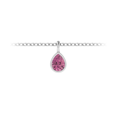 1 Ct Pear Shape Tourmaline Birthstone Bezel Charm Necklace