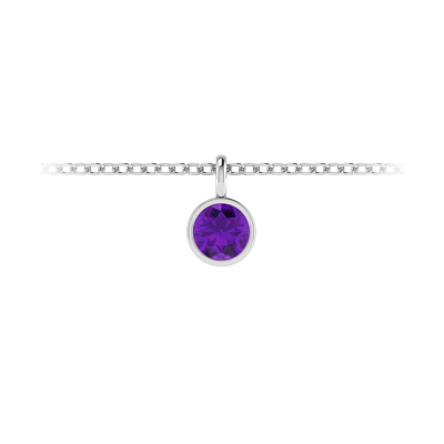 1 Ct Round Amethyst Birthstone Bezel Charm Necklace