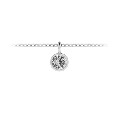 1 Ct Round Moissanite Birthstone Bezel Charm Necklace