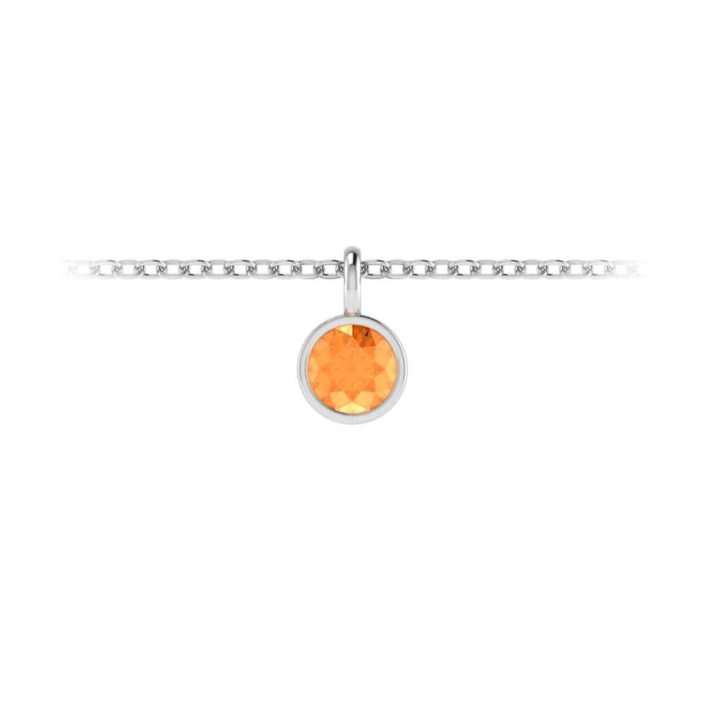 1 Ct Round Citrine Birthstone Bezel Charm Necklace