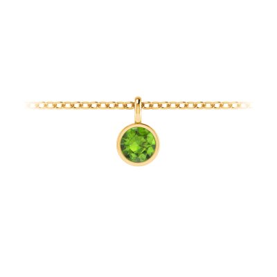 1 Ct Round Peridot Birthstone Bezel Charm Necklace