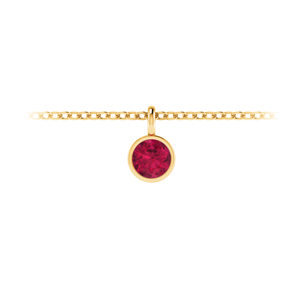 1 Ct Round Ruby Birthstone Bezel Charm Necklace