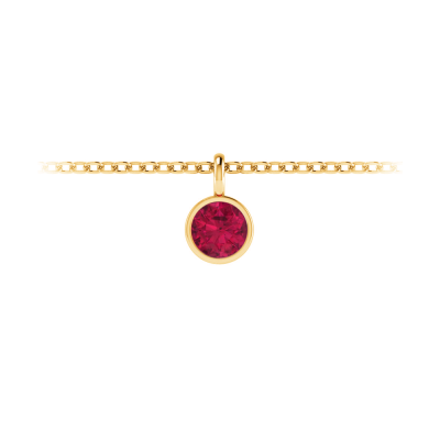 1 Ct Round Ruby Birthstone Bezel Charm Necklace