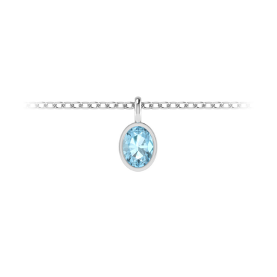 1 Ct Oval  Aquamarine Birthstone Bezel Charm Necklace