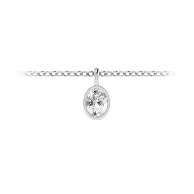 1 Ct Oval Moissanite Birthstone Bezel Charm Necklace