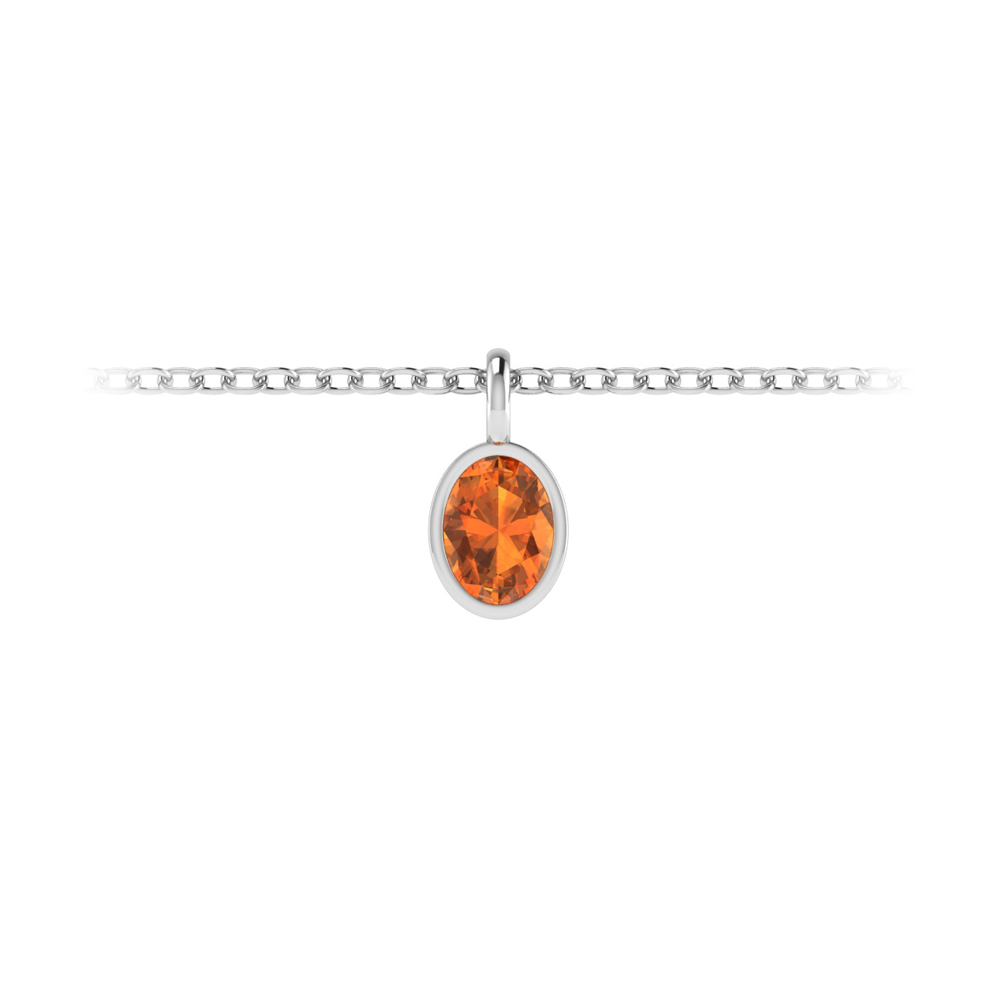 1 Ct Oval Garnet Birthstone Bezel Charm Necklace