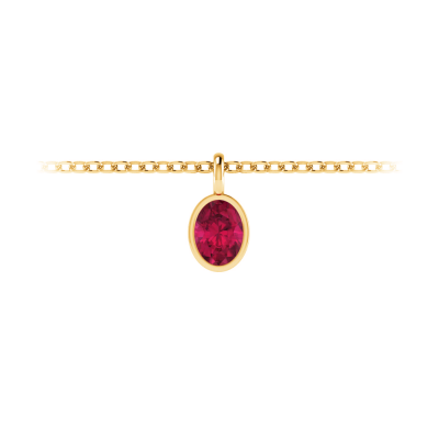 1 Ct Oval Ruby Birthstone Bezel Charm Necklace