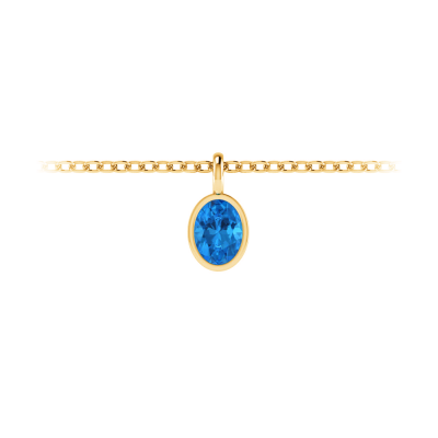 1 Ct Oval Topaz Birthstone Bezel Charm Necklace