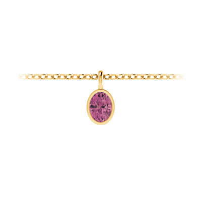 1 Ct Oval Tourmaline Birthstone Bezel Charm Necklace