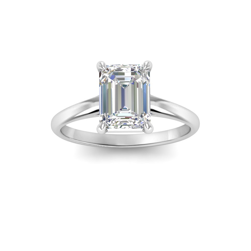 1 Ct Emerald CZ Comfort Fit Solitaire Engagement Ring