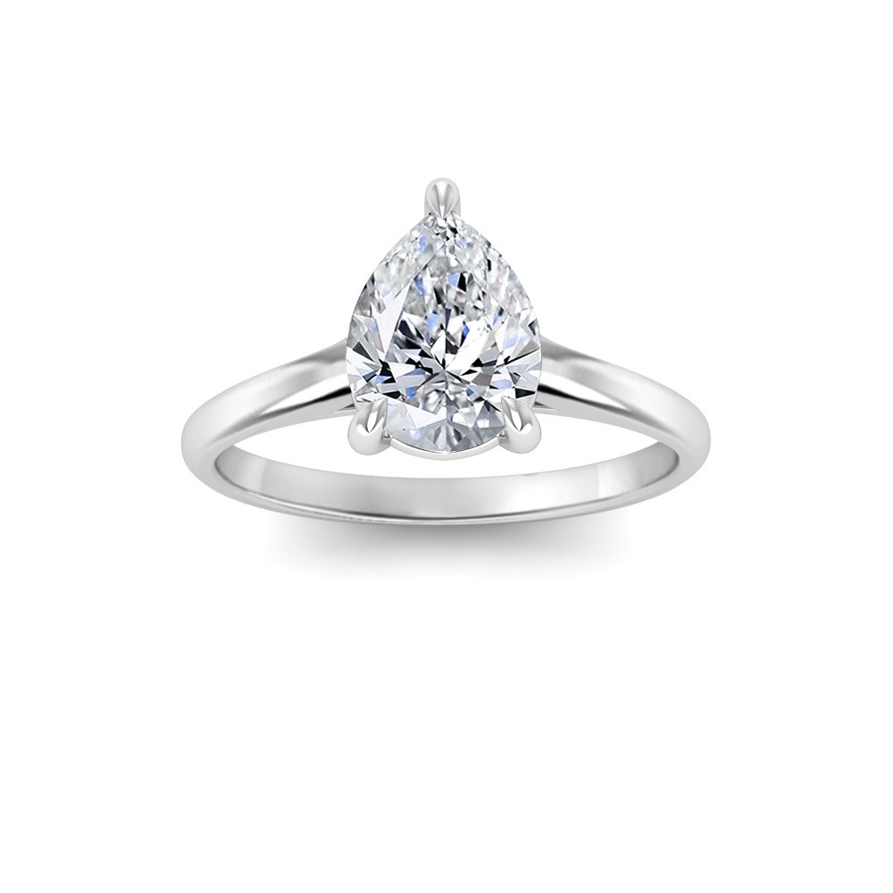 3 Ct Pear Moissanite Comfort Fit Solitaire Engagement Ring