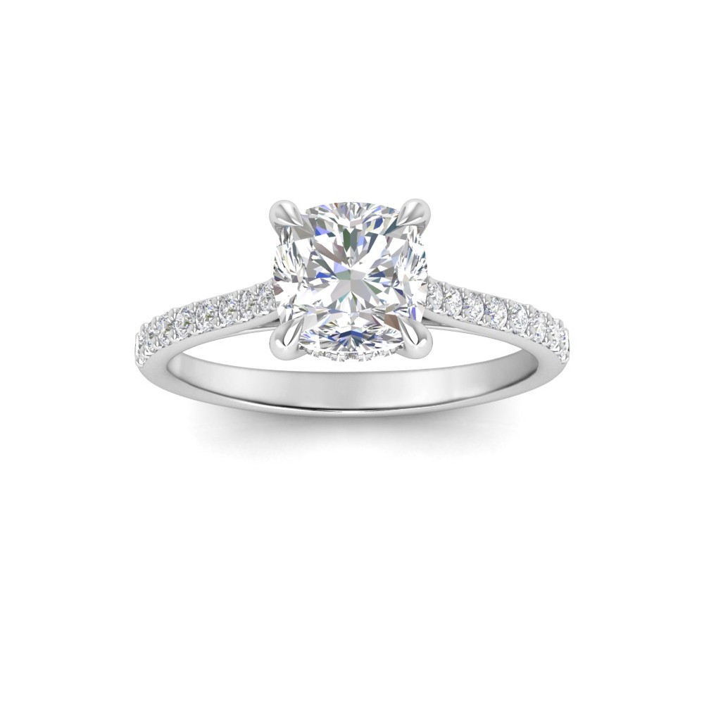 1.80 Ctw Cushion Diamond Hidden Halo Timeless Pavé Engagement Ring