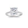 3.30 Ctw Cushion CZ Hidden Halo Timeless Pavé Engagement Ring