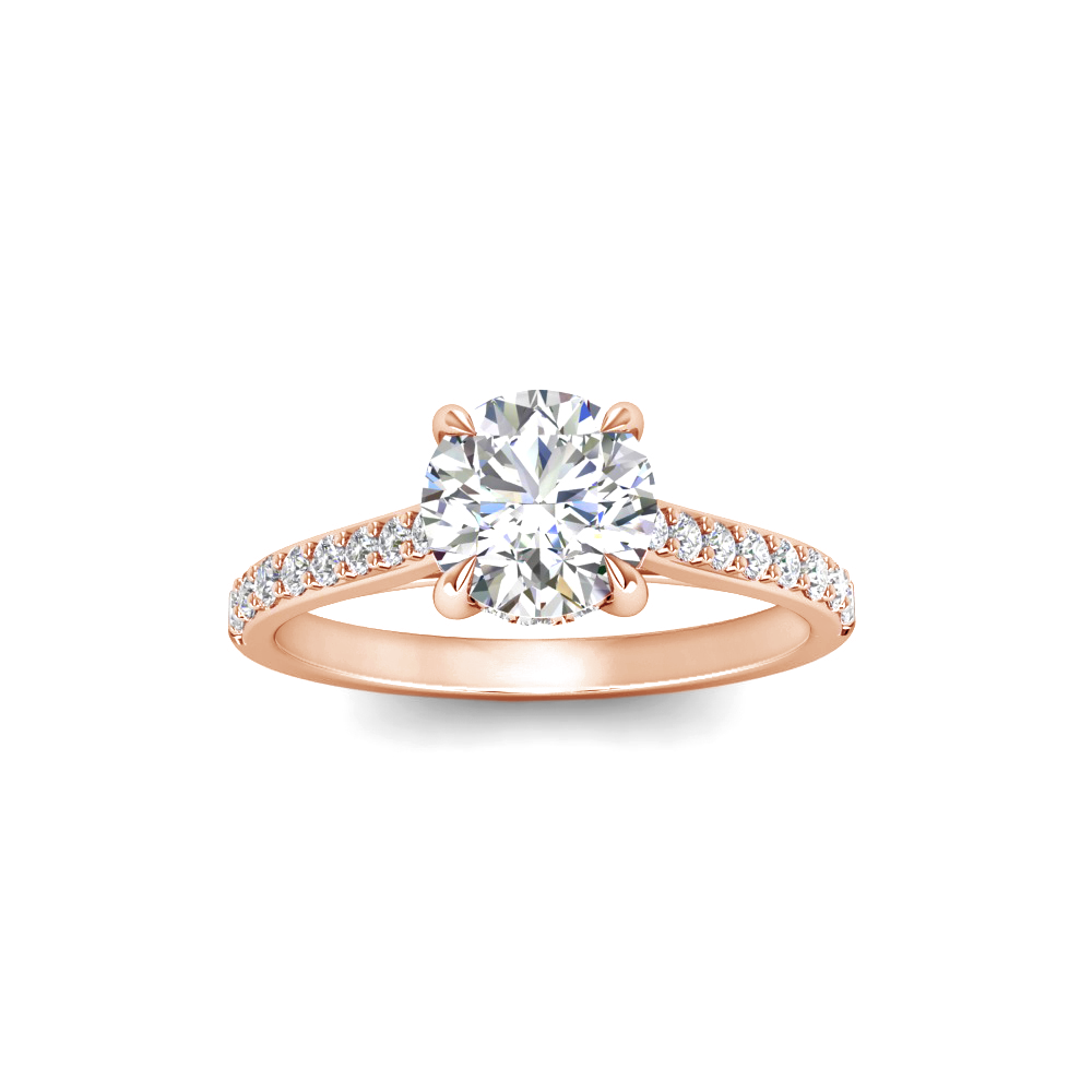 1 Ct Round Lab Diamond & .30 Ctw Diamond Hidden Halo Timeless Pavé Engagement Ring