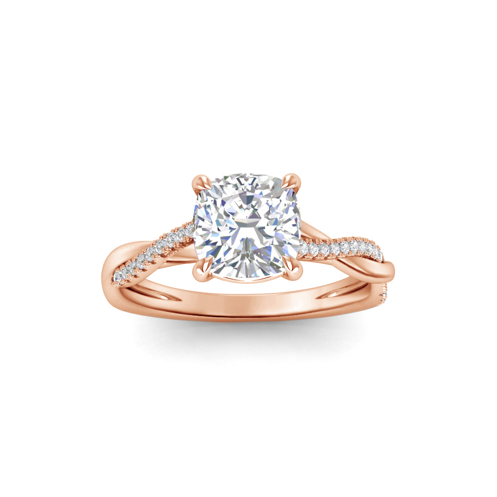 2.64 Ctw Cushion CZ Twisted Vine Engagement Ring