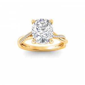 3 Ct Elongated Cushion Lab Diamond & 0.14 Ctw Diamond Twisted Vine Engagement Ring