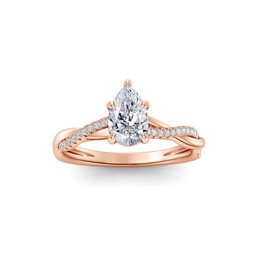 1.14 Ctw Pear Diamond Twisted Vine Engagement Ring