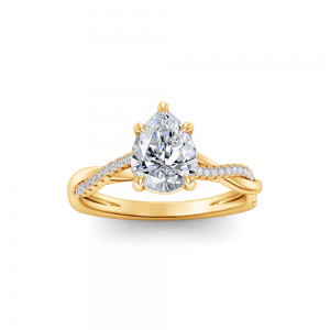 5 Ct Pear Lab Diamond & 0.14 Ctw Diamond Twisted Vine Engagement Ring