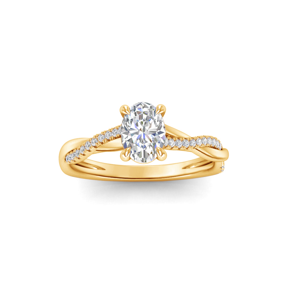 1.64 Ctw Oval Diamond Twisted Vine Engagement Ring