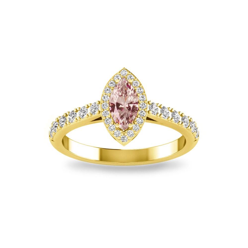 .50 Ct Marquise Morganite & .40 ctw Diamond Pavé Halo Engagement Ring