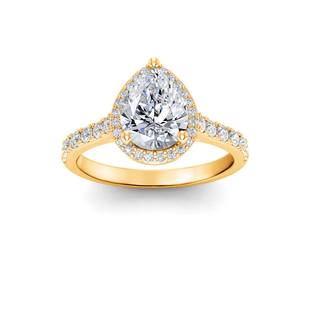 2.5 Ct Pear Moissanite & .41 Ctw Diamond Pavé Halo Engagement Ring