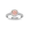 1 Ct Round Morganite & .41 ctw Diamond Pavé Halo Engagement Ring