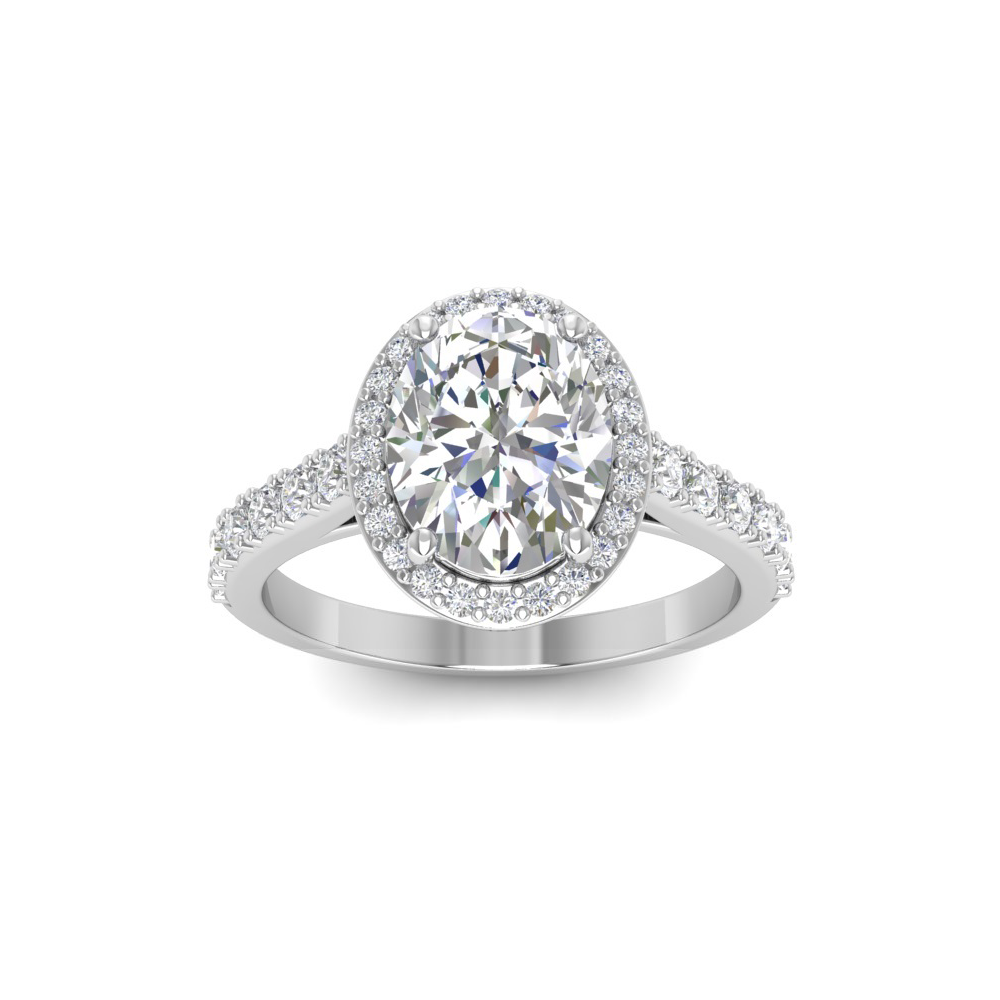 2.91 Ctw Oval CZ Pavé Halo Engagement Ring