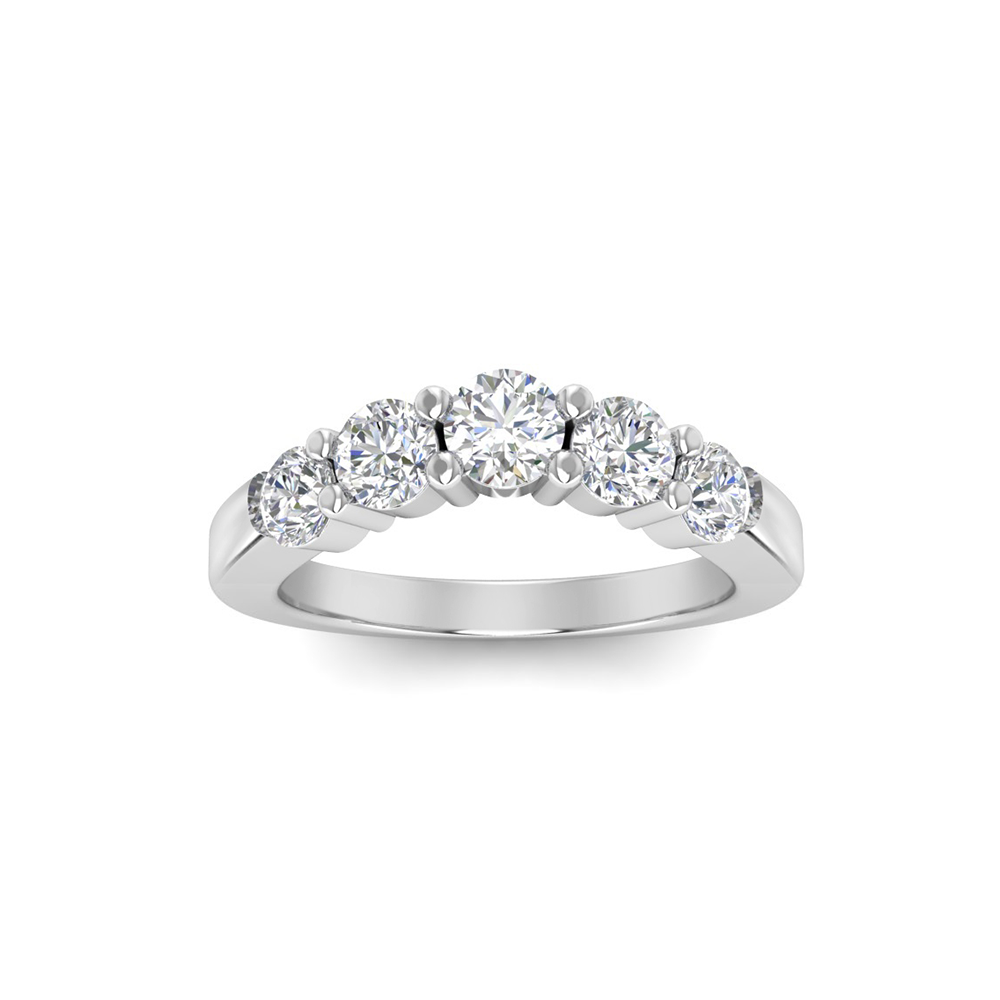 1 Ctw Round CZ Luxe Prong Set Curved Band