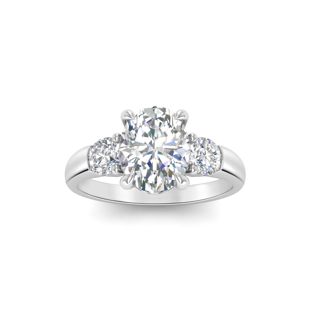 2.96 Ctw Oval CZ Three Stone Engagement Ring