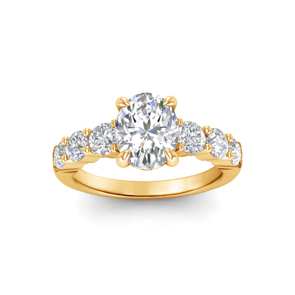 3.5 Ctw Oval CZ Classic Seven Stone Engagement Ring