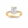 2.5 Ct Elongated Cushion Moissanite & 0.33 Ctw Diamond Surprise Channel Set Hidden Halo Engagement Ring