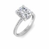 3 Ct Elongated Cushion Moissanite & 0.33 Ctw Diamond Surprise Channel Set Hidden Halo Engagement Ring