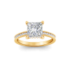 3.50 Ct Princess Lab Diamond & .33 Ctw Diamond Surprise Channel Set Hidden Halo Engagement Ring