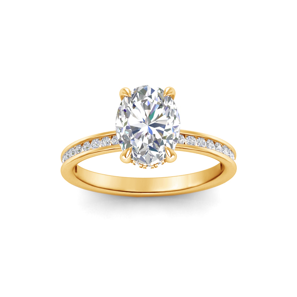 1.5 ctw Oval Halo Engagement Ring - Rose Gold 9