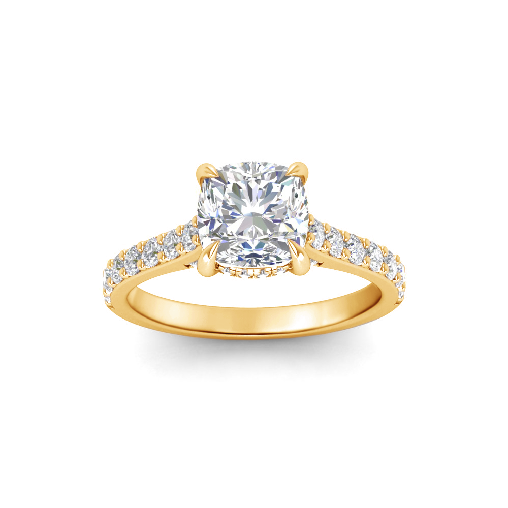 1.92 Ctw Cushion Diamond Gala Hidden Halo Engagement Ring