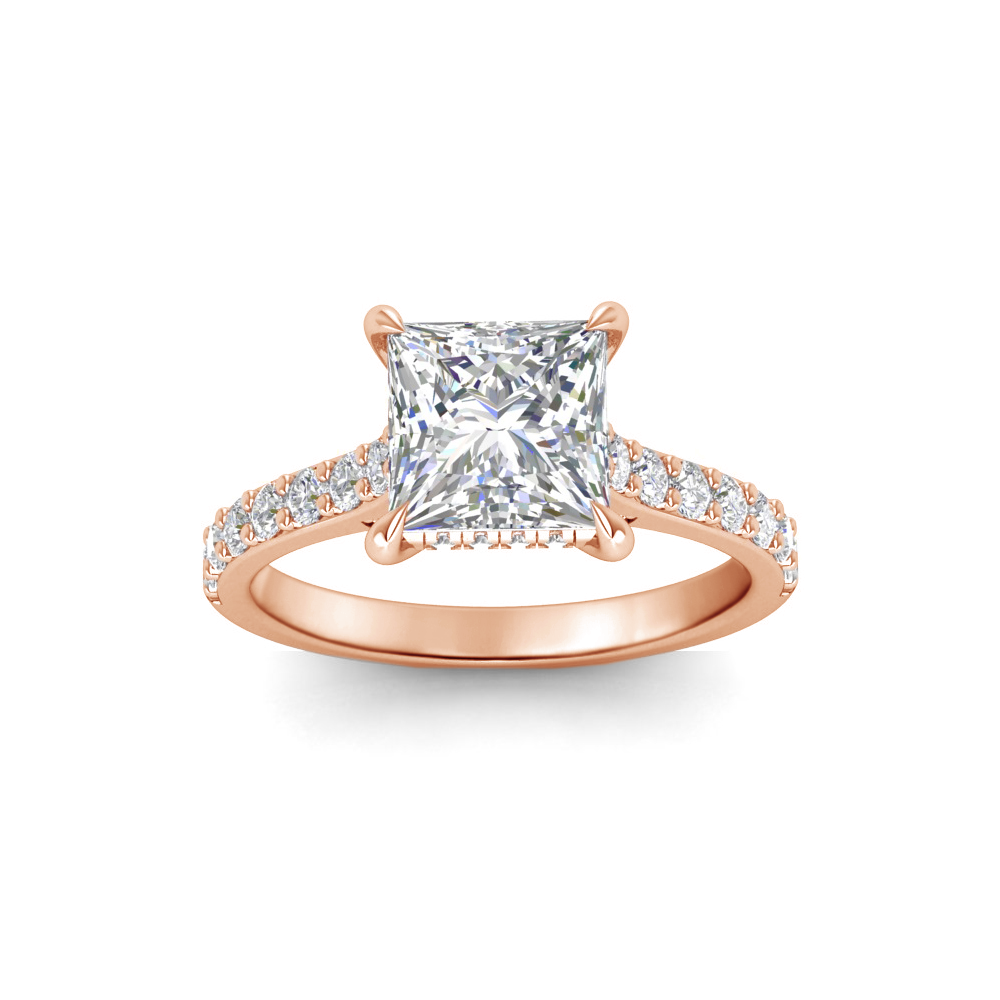 1.92 Ctw Princess CZ Gala Hidden Halo Engagement Ring