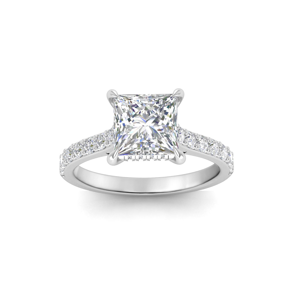 2.42 Ctw Princess Diamond Gala Hidden Halo Engagement Ring