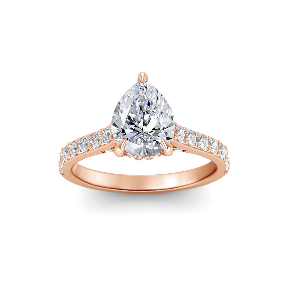 1.92 Ctw Pear Diamond Gala Hidden Halo Engagement Ring