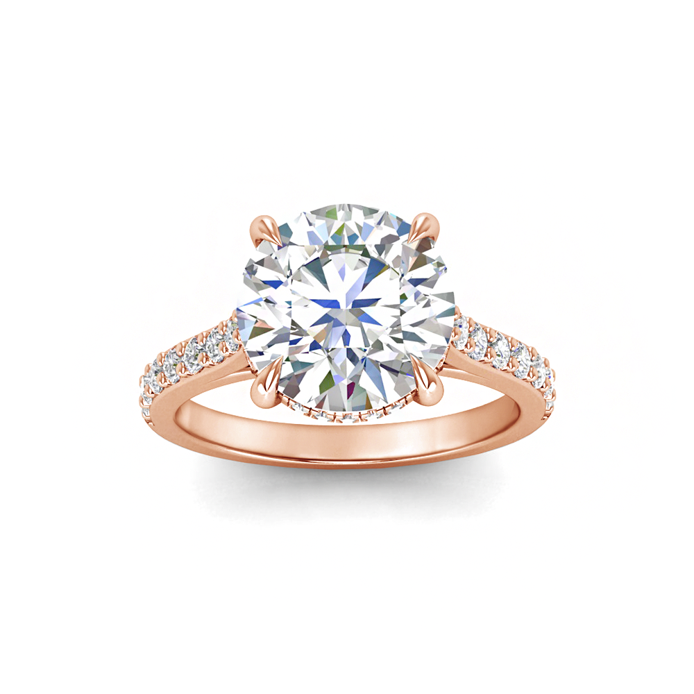 3.42 Ctw Round CZ Gala Hidden Halo Engagement Ring