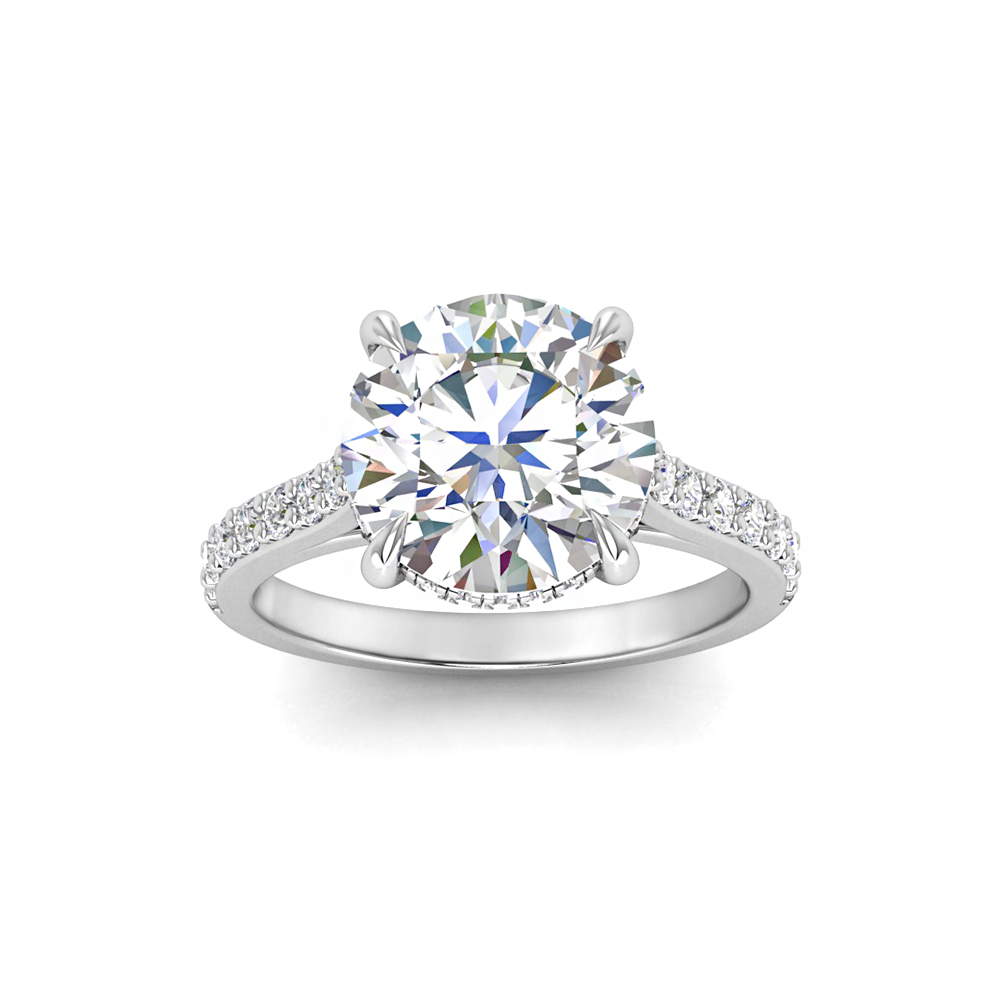 3.42 Ctw Round CZ Gala Hidden Halo Engagement Ring