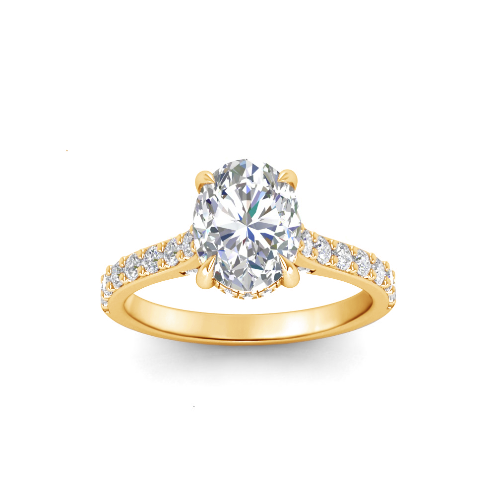 1.92 Ctw Oval CZ Gala Hidden Halo Engagement Ring