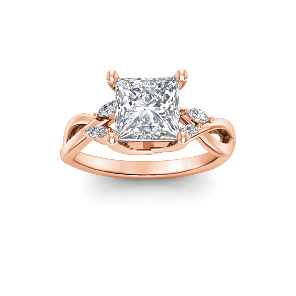 1.66 Ctw Princess CZ Vine Engagement Ring