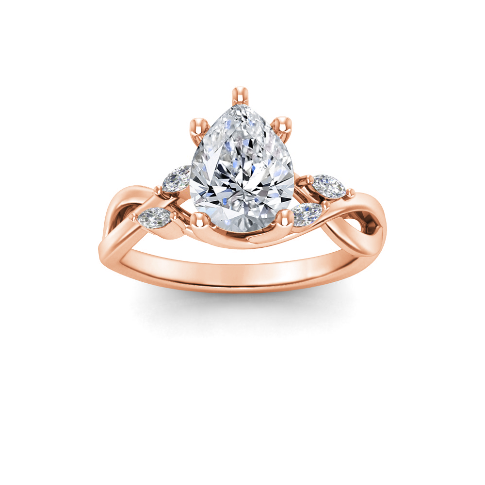 2.16 Ctw Pear Diamond & Marquise Vine Engagement Ring