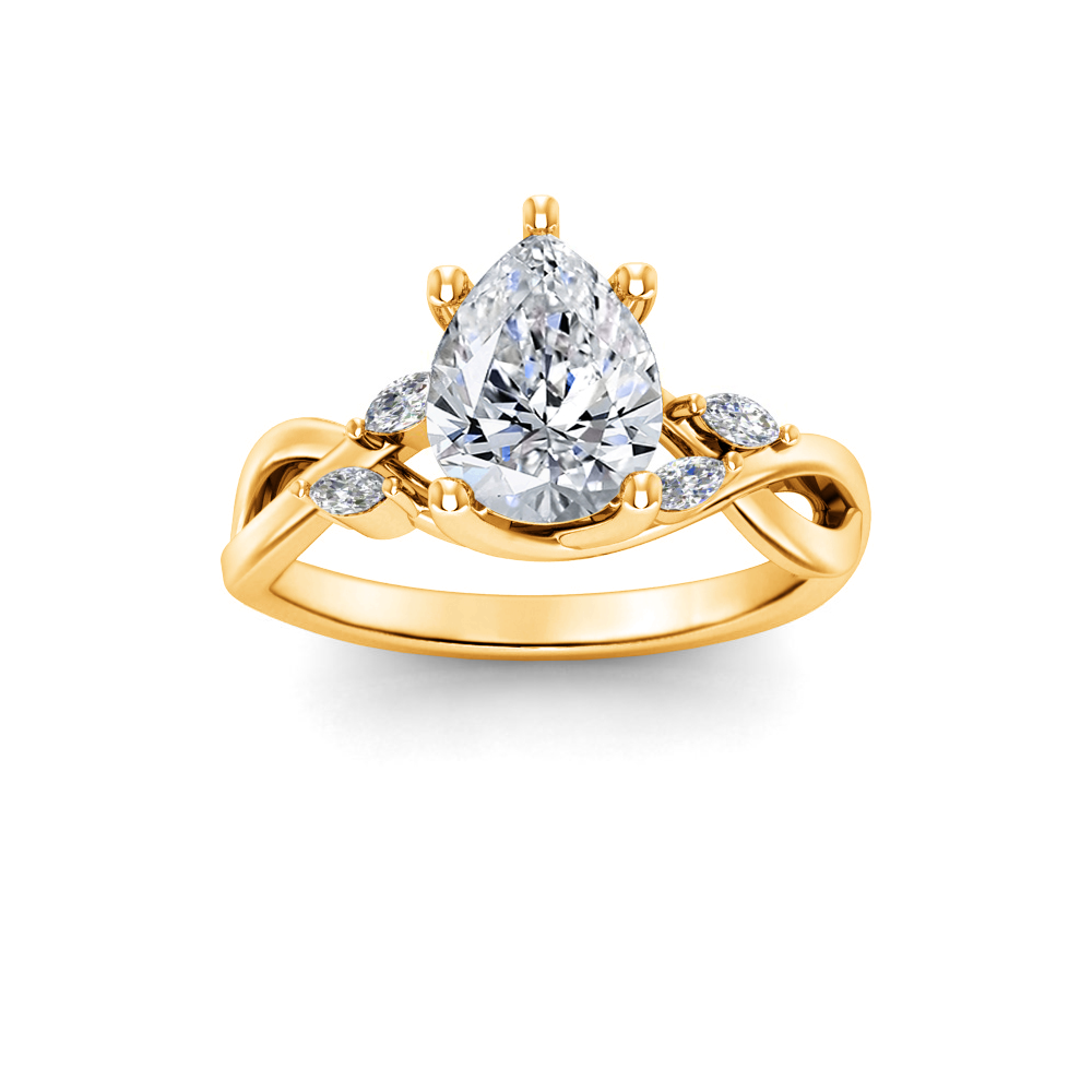 1.16 Ctw Pear Diamond & Marquise Vine Engagement Ring