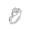 1 Ct Round Moissanite & 0.16 Ctw Marquise Diamond Vine Engagement Ring