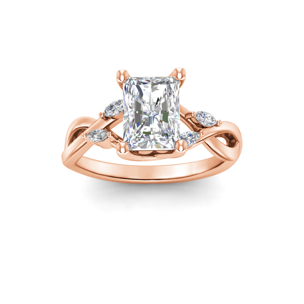 1.16 Ctw Radiant Diamond & Marquise Vine Engagement Ring