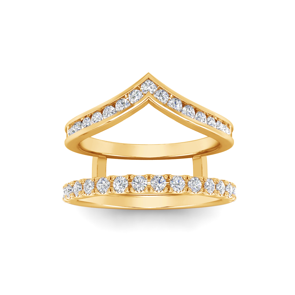 Lab Diamond Channel Set Chevron & Pavé Band Ring Jacket