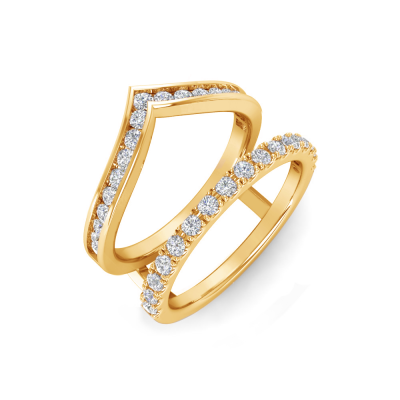 Lab Diamond Channel Set Chevron & Pavé Band Ring Jacket